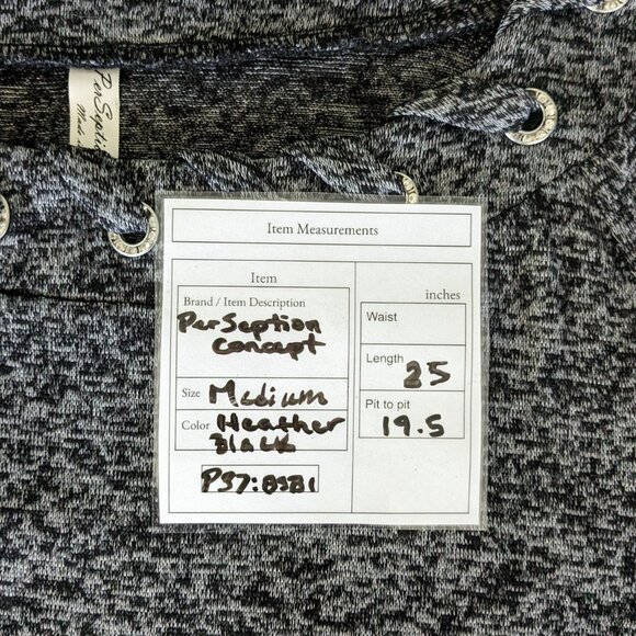 PerSeption Concept Women’s black gray rhinestone scoop-neck bell sleeve sweater - Picture 3 of 7